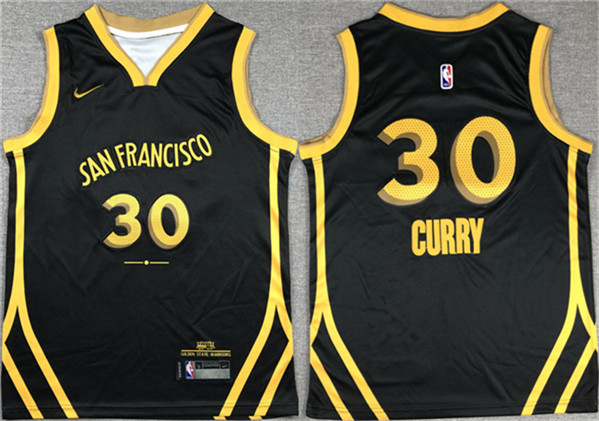 Youth Golden State Warriors #30 Stephen Curry Black Stitched Jersey