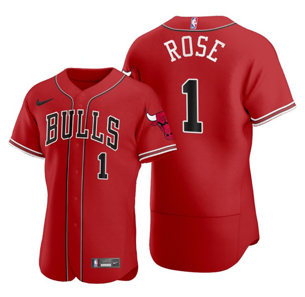Youth Chicago Bulls #1 Derrick Rose Red Cool Base Stitched Baseball Jersey
