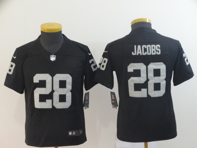 Youth Oakland Raiders #28 Josh Jacobs Black Vapor Untouchable Limited Stitched NFL Jersey