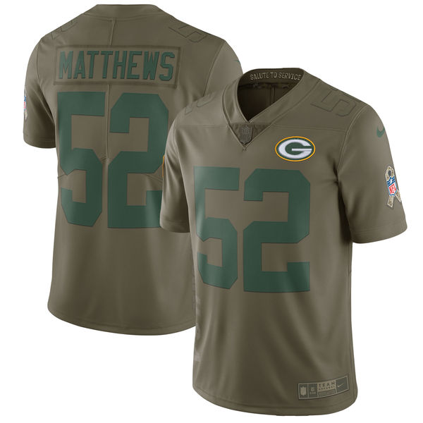 Youth Nike Green Bay Packers #52 Clay Matthews Olive Salute To Service Limited Stitched NFL Jersey