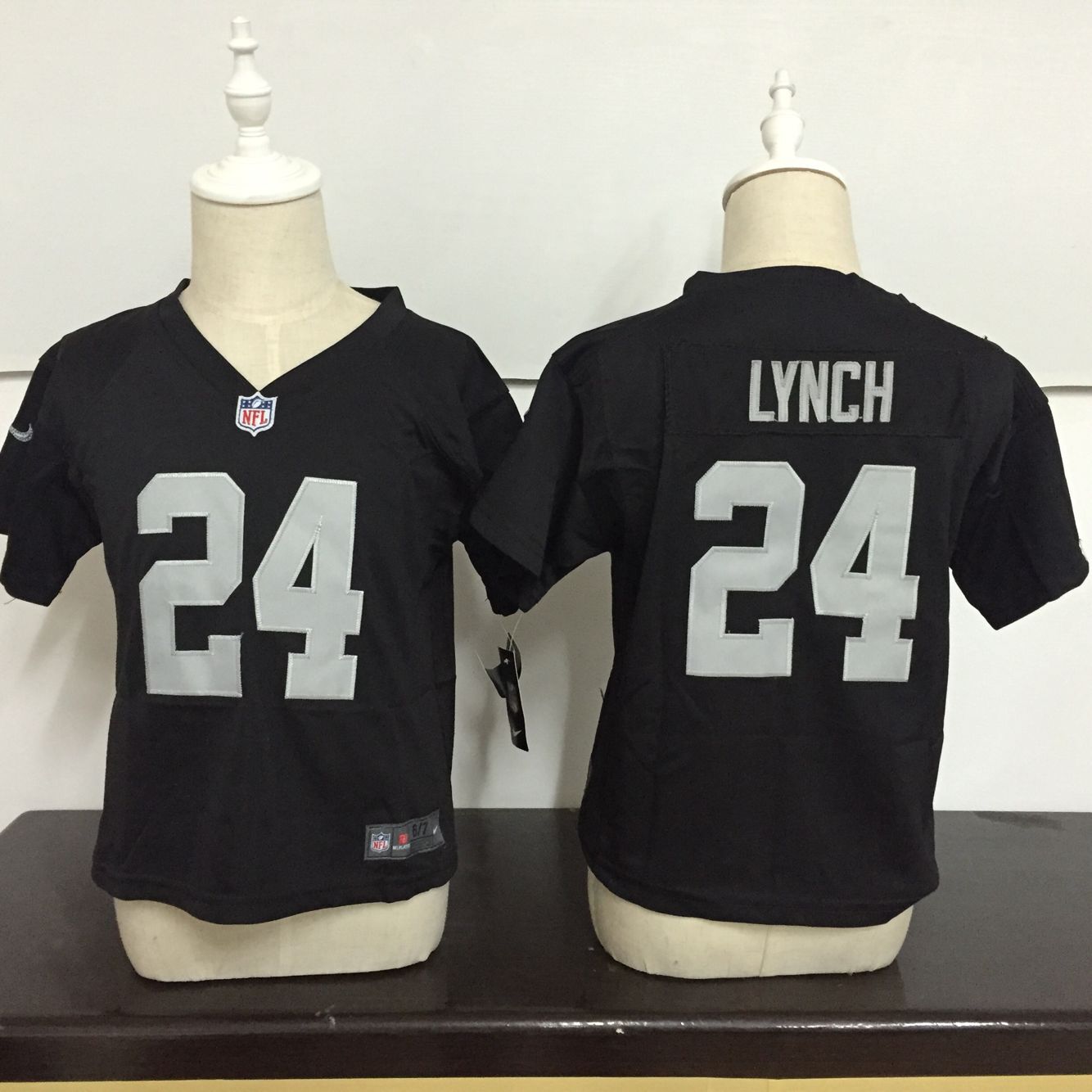 Toddler Nike Oakland Raiders #24 Marshawn Lynch Black Stitched NFL Jersey