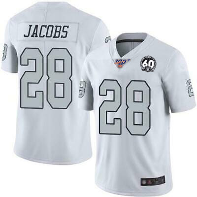 Youth Oakland Raiders #28 Josh Jacobs White 60th Anniversary Limited Stitched NFL 100th Season Jersey