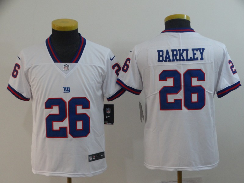 Youth New York Giants #26 Saquon Barkley White Limited Rush Stitched NFL Jersey