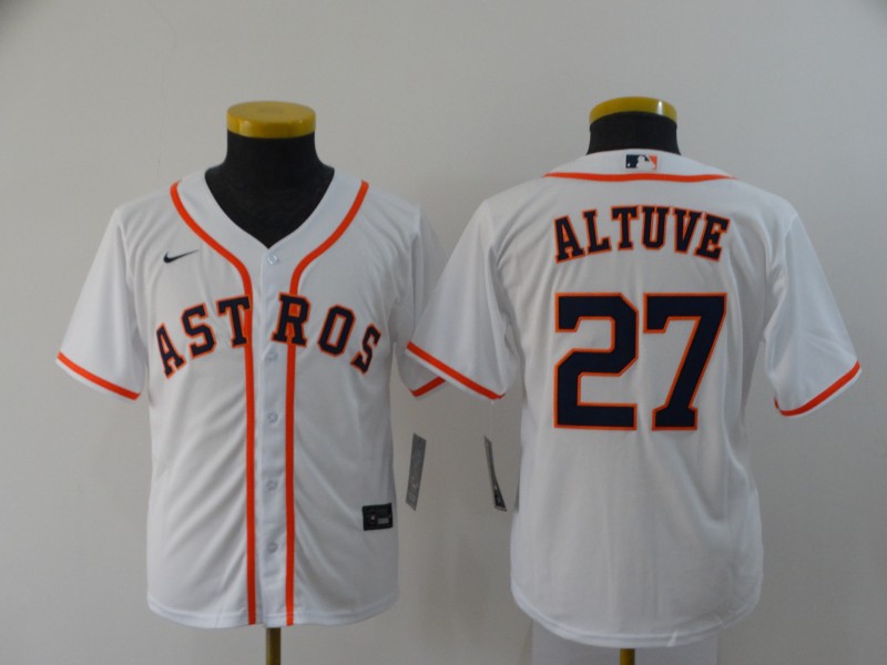 Youth Houston Astros 27 Jose Altuve White Cool Base Stitched MLB