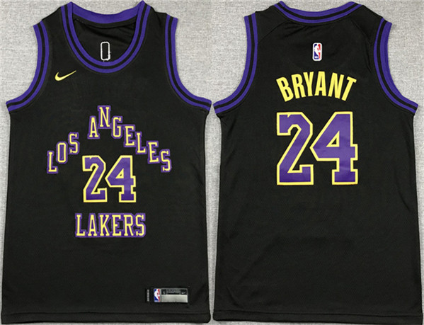 Youth Los Angeles Lakers #24 Kobe Bryant Black City Edition Stitched Basketball Jersey