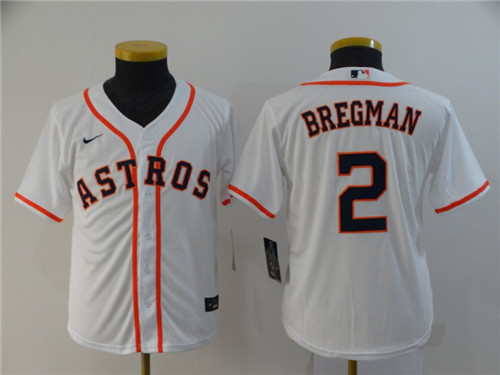 Youth Houston Astros #2 Alex Bregman White Cool Base Stitched MLB Jersey