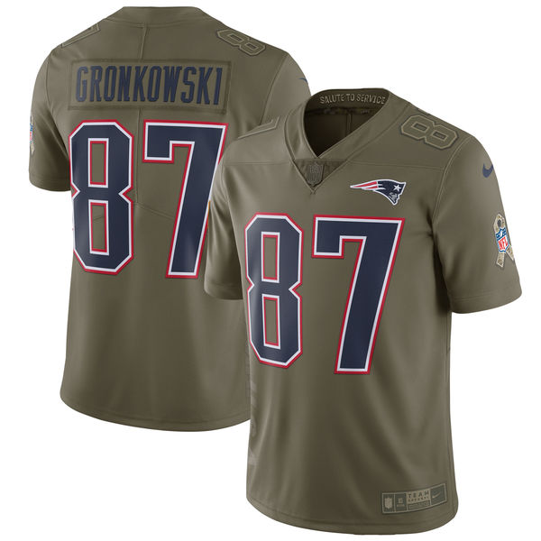 Youth Nike New England Patriots #87 Rob Gronkowski Olive Salute To Service Limited Stitched NFL Jersey