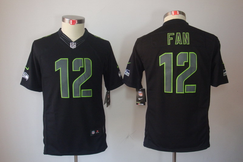Youth Seattle Seahawks #12 Fan Black 2018 Impact Limited Stitched NFL Jersey