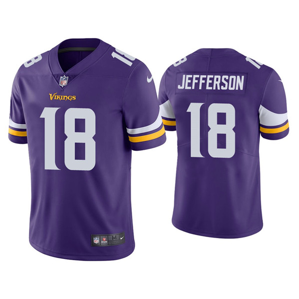Toddlers Minnesota Vikings #18 Justin Jefferson Purple Vapor Untouchable Limited Stitched Jersey