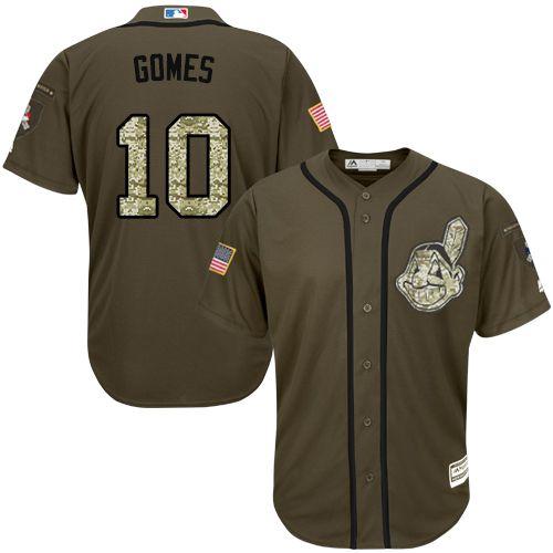 Indians #10 Yan Gomes Green Salute to Service Stitched Youth MLB Jersey