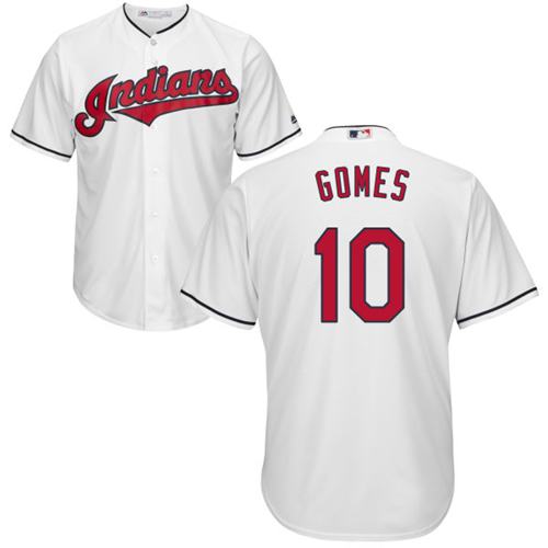 Indians #10 Yan Gomes White Home Stitched Youth MLB Jersey
