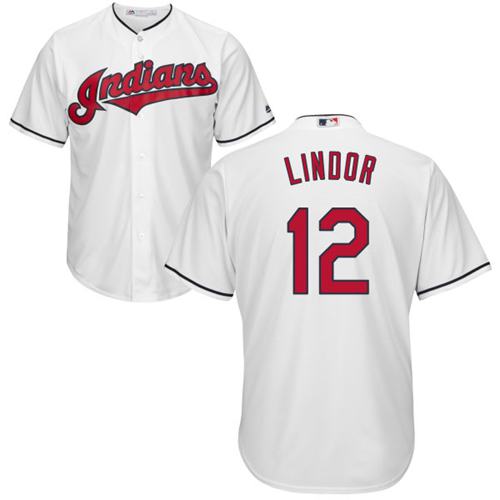 Indians #12 Francisco Lindor White Home Stitched Youth MLB Jersey