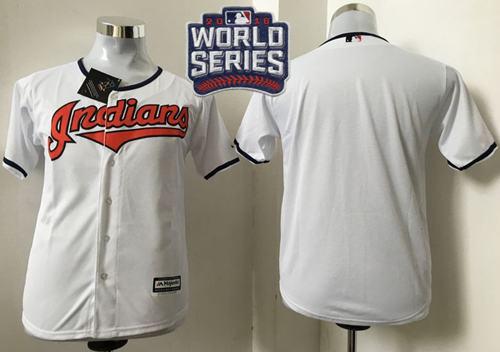 Indians Blank White Cool Base 2016 World Series Bound Stitched Youth MLB Jersey