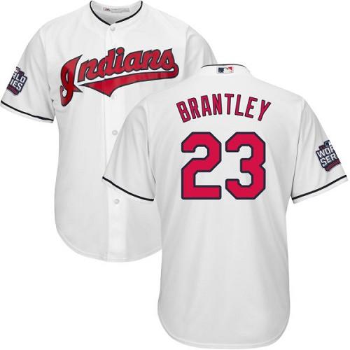 Indians #23 Michael Brantley White Cool Base 2016 World Series Bound Stitched Youth MLB Jersey