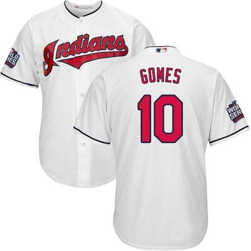 Indians #10 Yan Gomes White Home 2016 World Series Bound Stitched Youth MLB Jersey