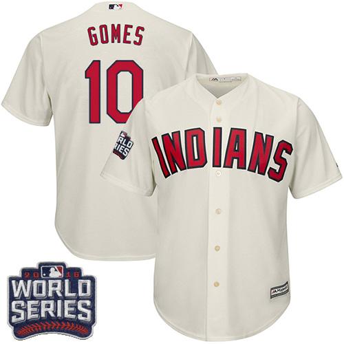 Indians #10 Yan Gomes Cream Alternate 2016 World Series Bound Stitched Youth MLB Jersey