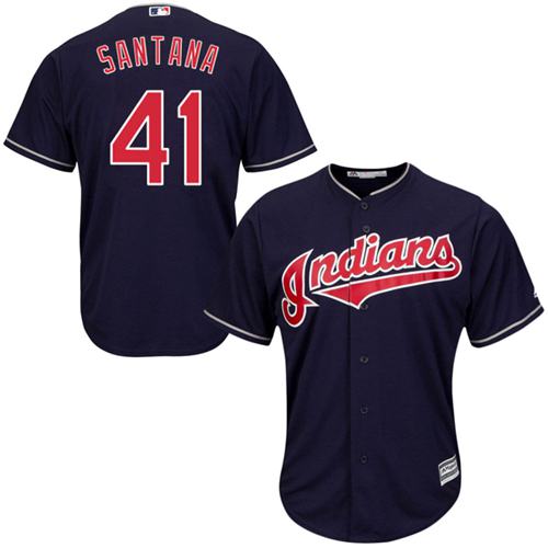 Indians #41 Carlos Santana Navy Blue Alternate Stitched Youth MLB Jersey