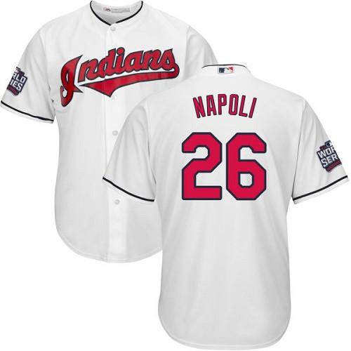 Indians #26 Mike Napoli White Home 2016 World Series Bound Stitched Youth MLB Jersey