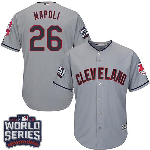 Indians #26 Mike Napoli Grey Road 2016 World Series Bound Stitched Youth MLB Jersey