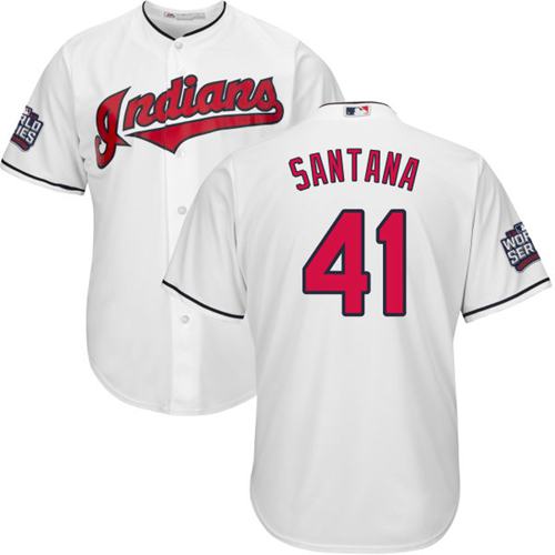 Indians #41 Carlos Santana White Home 2016 World Series Bound Stitched Youth MLB Jersey