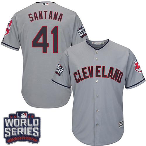 Indians #41 Carlos Santana Grey Road 2016 World Series Bound Stitched Youth MLB Jersey