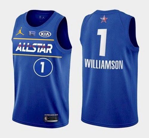 Youth Pelicans 2021 All-Star #1 Zion Williamson Blue Eastern Conference Stitched NBA Jersey