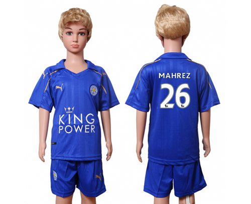 Leicester City #26 Mahrez Home Kid Soccer Club Jersey