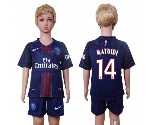 Paris Saint Germain #14 Matuidi Home Kid Soccer Club Jersey