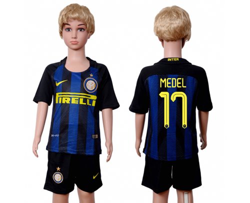 Inter Milan #17 Medel Home Kid Soccer Club Jersey