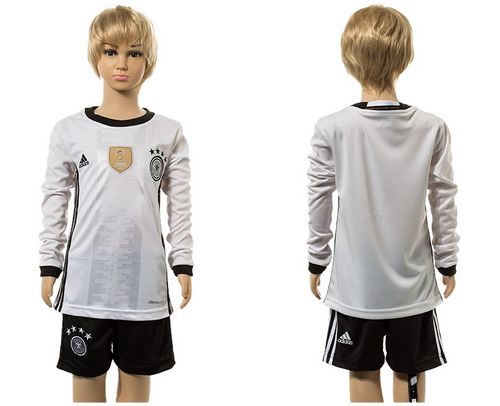 Germany Blank White Home Long Sleeve Kid Soccer Country Jersey