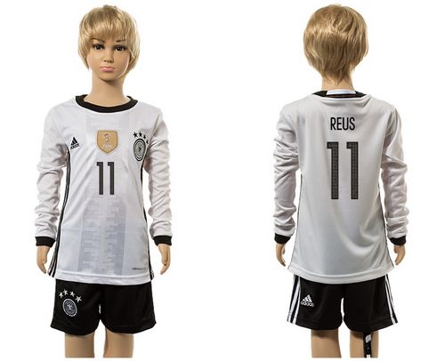 Germany #11 Reus White Home Long Sleeve Kid Soccer Country Jersey