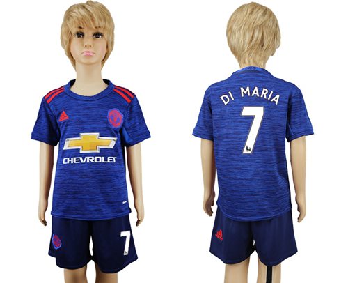 Manchester United #7 Di Maria Away Kid Soccer Club Jersey