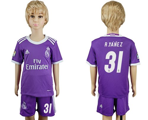 Real Madrid #31 R.Yanez Away Kid Soccer Club Jersey