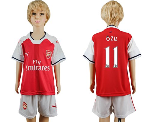 Arsenal #11 Ozil Home Kid Soccer Club Jersey