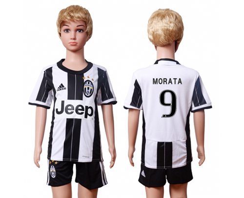 Juventus #9 Morata Home Kid Soccer Club Jersey