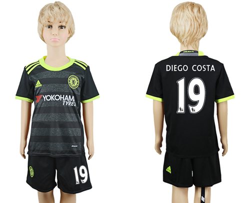 Chelsea #19 Diego Costa Away Kid Soccer Club Jersey