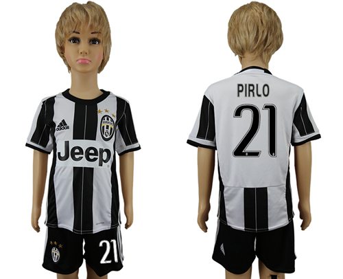 Juventus #21 Pirlo Home Kid Soccer Club Jersey