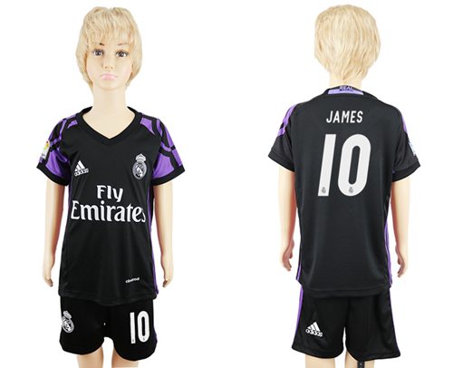 Real Madrid #10 James Black Kid Soccer Club Jersey