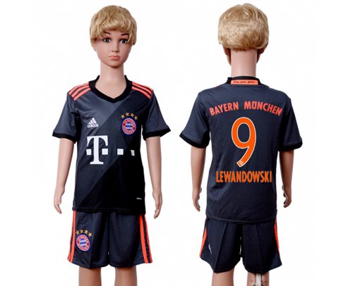 Bayern Munchen #9 Lewandowski Away Kid Soccer Club Jersey