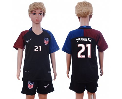 USA #21 Chandler Away Kid Soccer Country Jersey