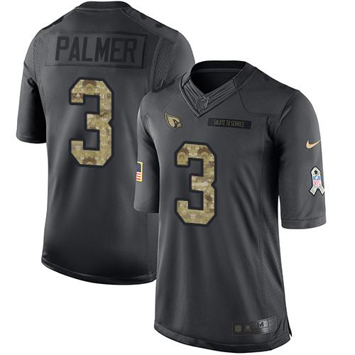 Nike Cardinals #3 Carson Palmer Black Youth Stitched NFL Limited 2016 Salute to Service Jersey