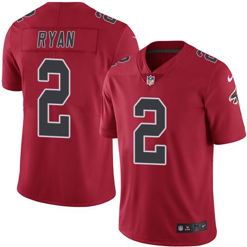 Nike Falcons #2 Matt Ryan Red Youth Stitched NFL Limited Rush Jersey