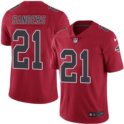 Nike Falcons #21 Deion Sanders Red Youth Stitched NFL Limited Rush Jersey