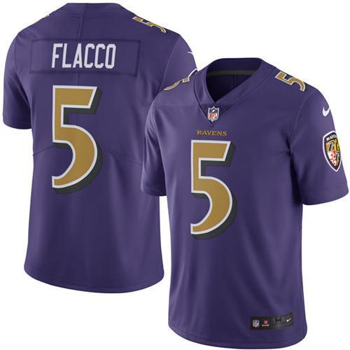 Nike Ravens #5 Joe Flacco Purple Youth Stitched NFL Limited Rush Jersey
