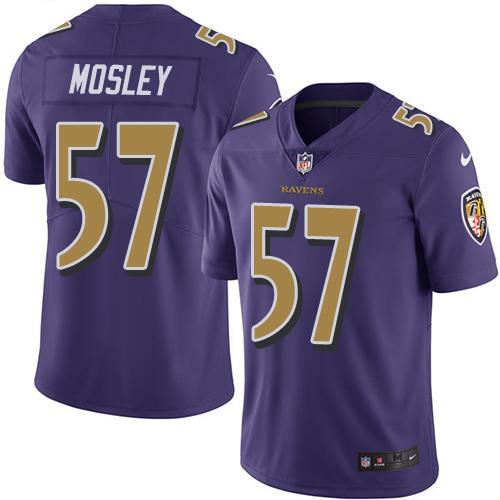 Nike Ravens #57 C.J. Mosley Purple Youth Stitched NFL Limited Rush Jersey