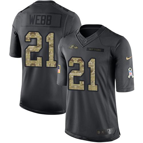 Nike Ravens #21 Lardarius Webb Black Youth Stitched NFL Limited 2016 Salute to Service Jersey