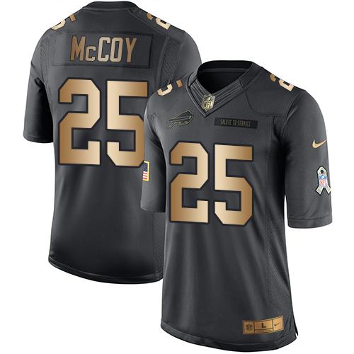 Nike Bills #25 LeSean McCoy Black Youth Stitched NFL Limited Gold Salute to Service Jersey