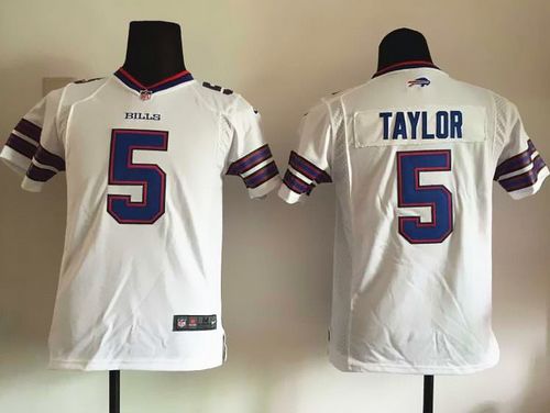 Nike Bills #5 Tyrod Taylor White Youth Stitched NFL New Elite Jersey