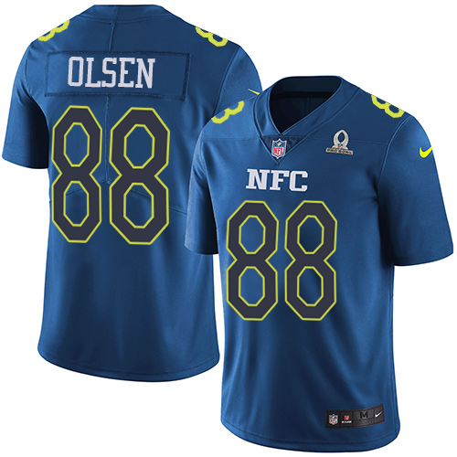 Nike Panthers #88 Greg Olsen Navy Youth Stitched NFL Limited NFC 2017 Pro Bowl Jersey