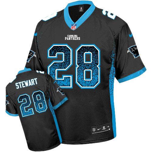 Nike Panthers #28 Jonathan Stewart Black Team Color Youth Stitched NFL Elite Drift Fashion Jersey